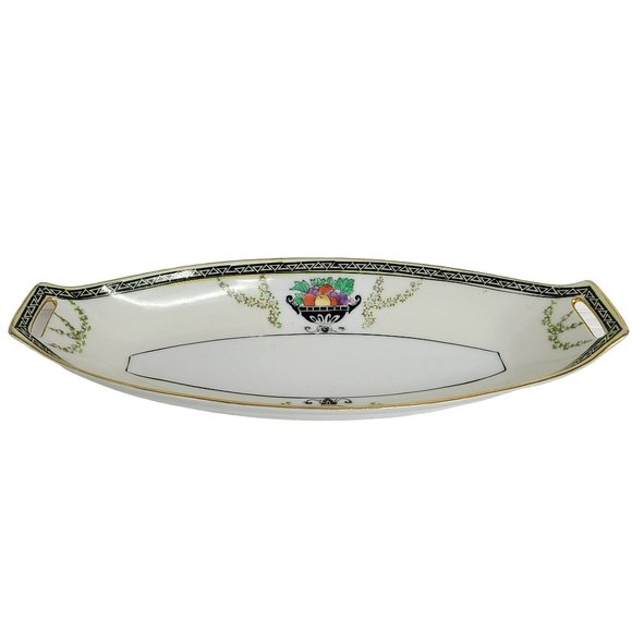 Vintage Noritake Hand Painted Oval Relish Candy Dish w/ Handles-12" - Picture 1 of 15
